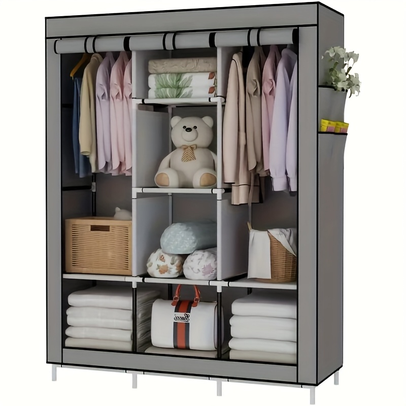 photo de l'article portant à vêtements 4 niveaux 8 compartiments, avec housse en toile,   en tissu non  ,   en tissu,   pliable, taille 128*45*170cm, portant à vêtements portable, tissu non    , accessoires  , convient pour chambre,  , salon, bureau, penderies portables