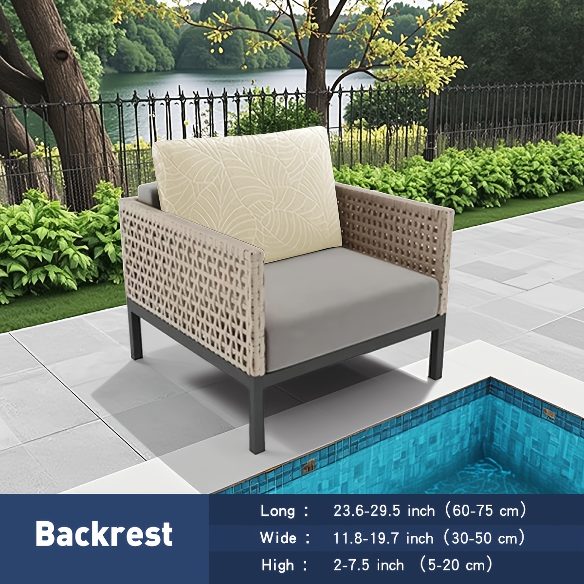TEMU 1pc Large Tree Leaf Jacquard Fabric Sofa Cushion Cover Outdoor Sofa Back Cushion Protective Cover Suitable For Backrest/1/2/3 Seater Cushion