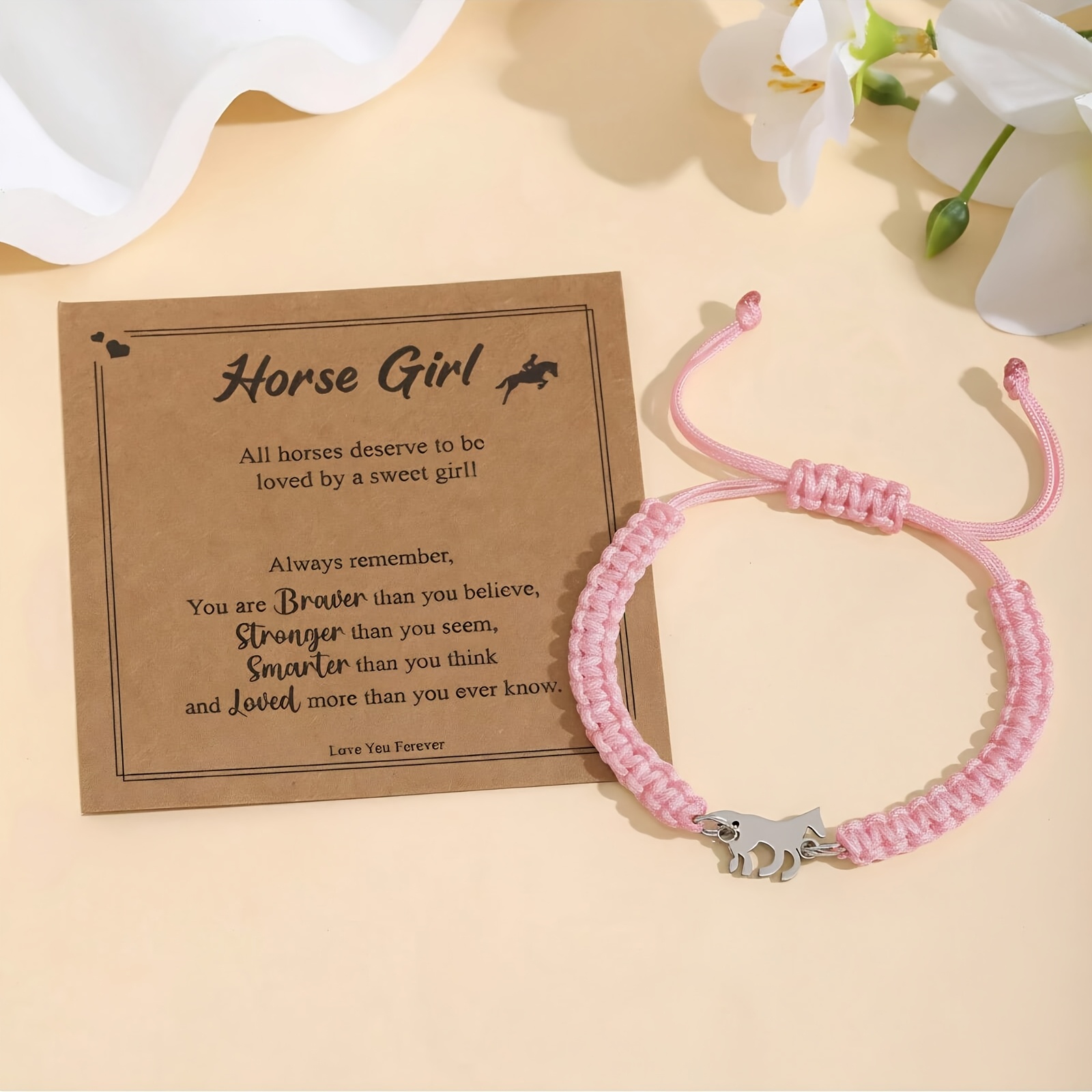 1pc Stainless Steel Horse Bracelet For Women Adjustable Size Fashionable Charm Jewelry Nspirational Card Perfect Gift For Horse Enthusiasts Birthday/valentine's Day