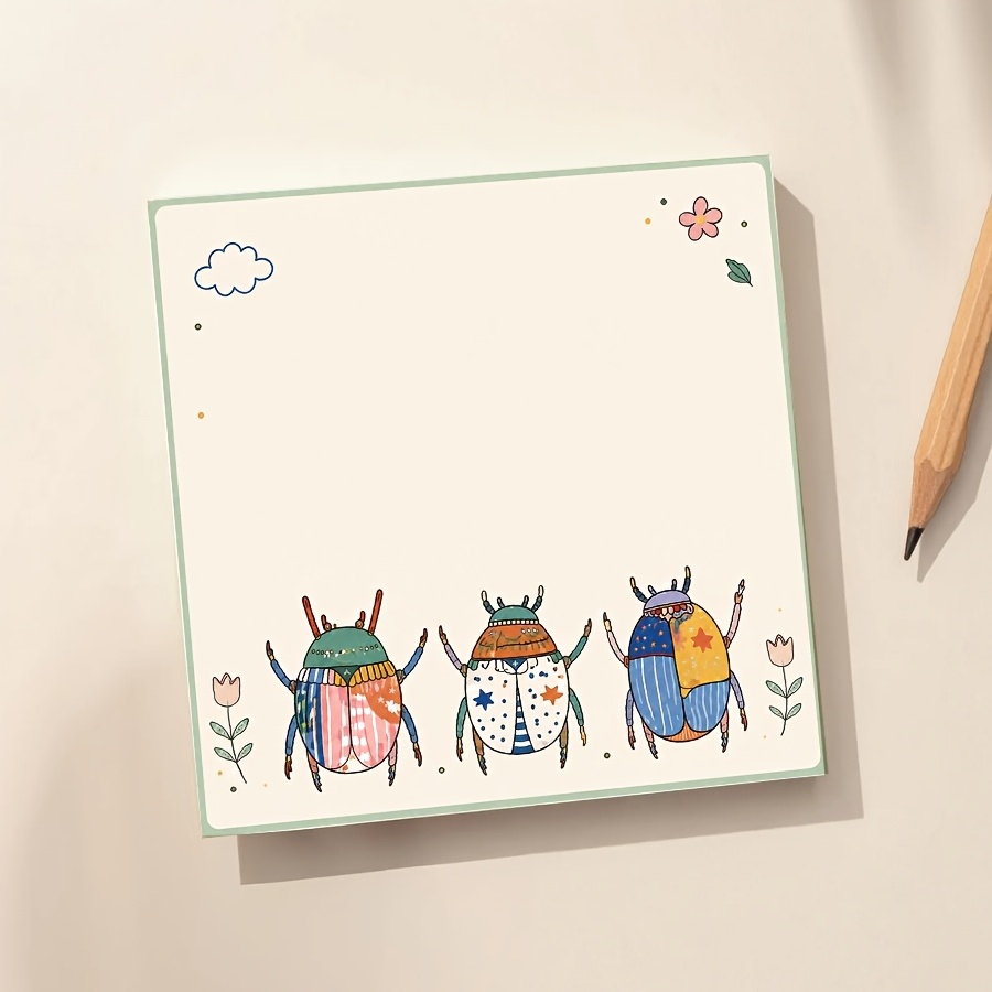 TEMU Bloc-notes avec Illustration Mignonne et Colorée de , Bloc de Papier à Notes Kawaii Fantaisiste avec Insecte, Fournitures de Bureau Esthétiques