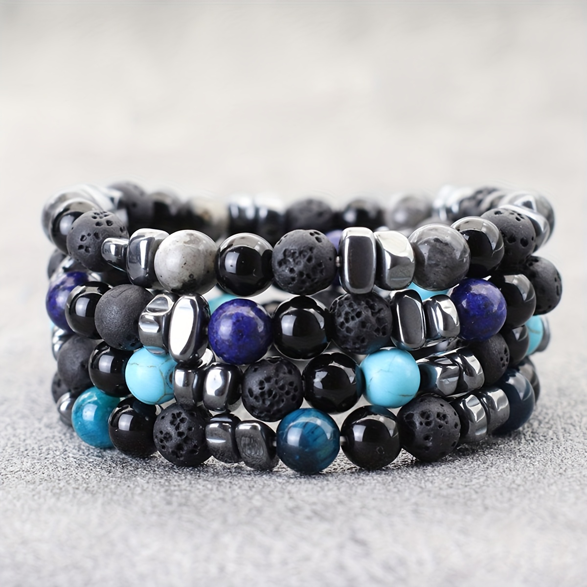 Men's Handmade Hematite Beads Bracelet, Fashion Accessory