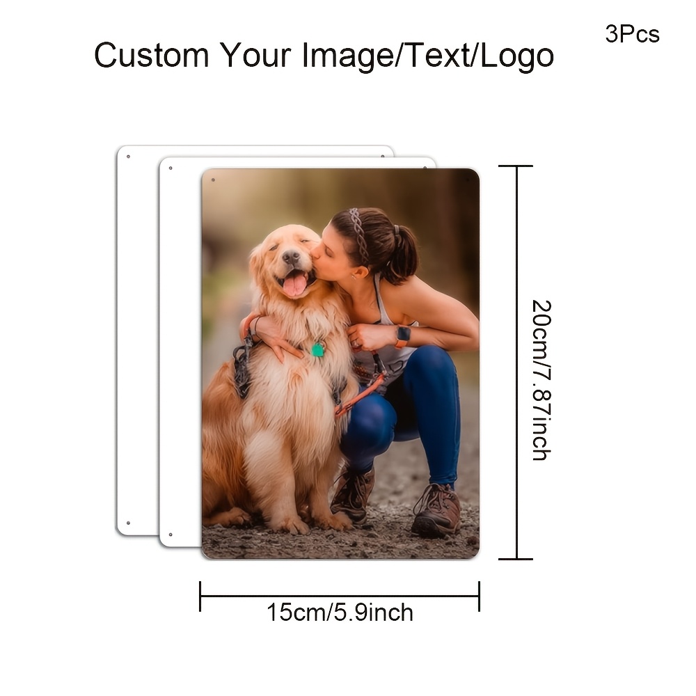 TEMU [2d Flat] 3pcs Personalized Picture Custom Aluminum Plate Plaque Rounded Edge Perforated Metal Aluminum Board Painting Aluminum Garden Sign Diy