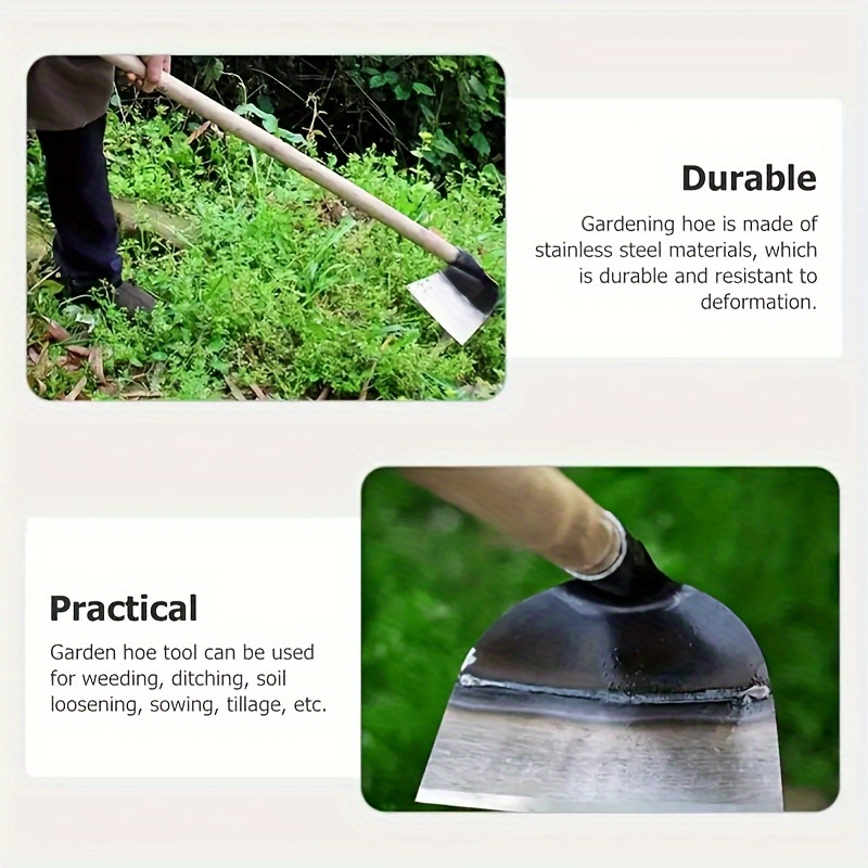heavy duty stainless steel hand hoe head round eye garden tool for weeding planting digging durable agriculture farming accessory stick not included hoe garden tool garden hand tools details 2