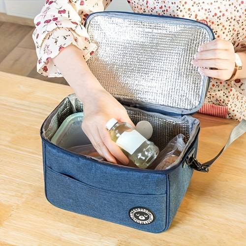 oxford cloth insulated bag hand and crossbody large capacity lunch bag outdoor travel picnic bag ice bag for work and school lunch box non food contact