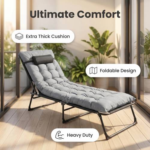 foldable and portable camping bed with a pillow and thickened mattress ideal for outdoor travel and napping suitable for use in all