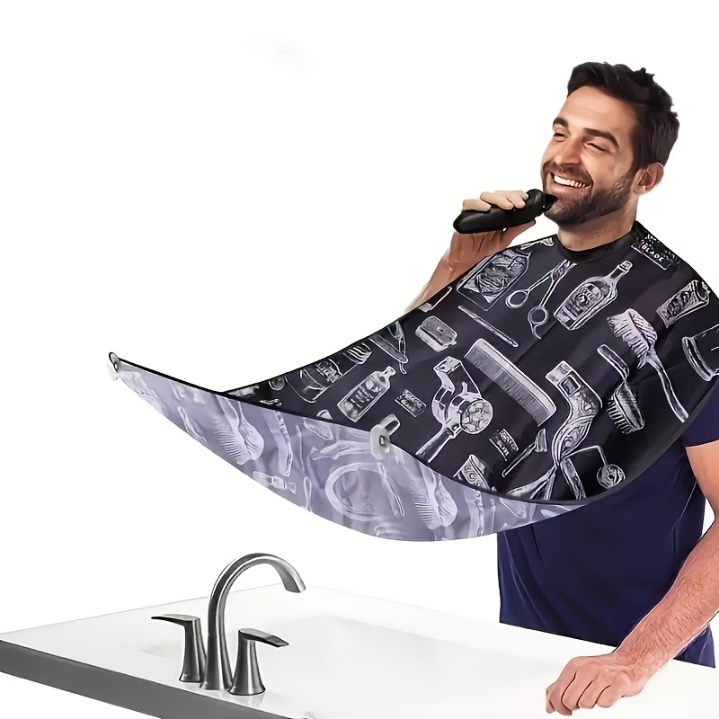 TEMU Beard Trimming Cape Men's & Women's With Beard Collector Hygienic Facial Hair Grooming Suit For Home Hair Salon Beard & Mustache Trimmer