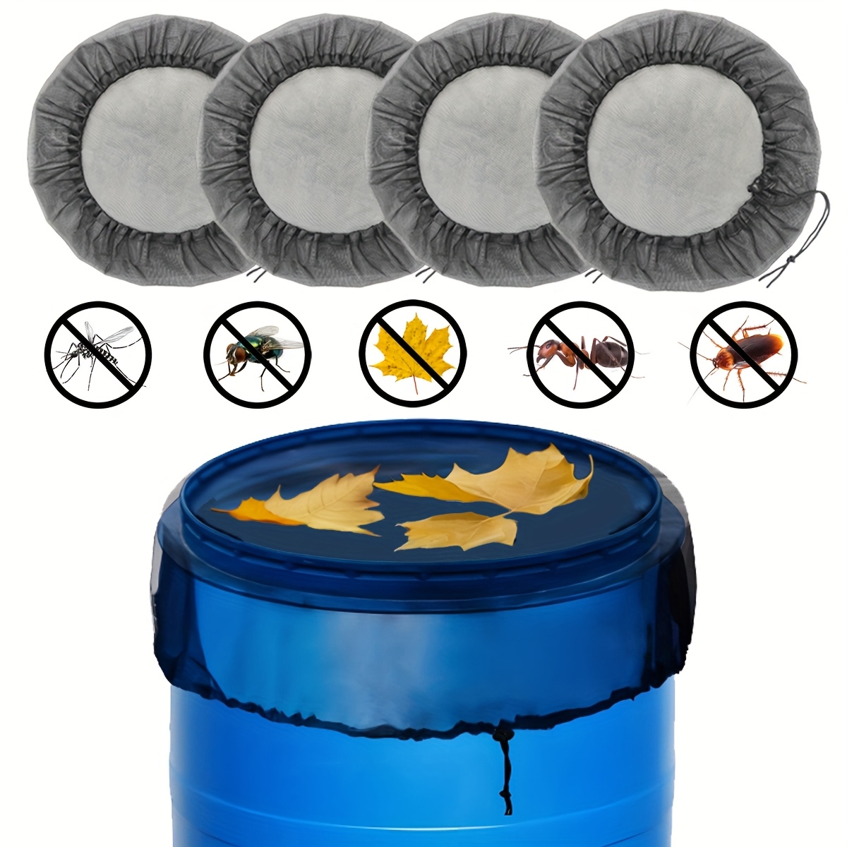 1pc Regenfass-Mesh-Abdeckung, Wassersammel-Eimer-Netz, Regenfass-Netzabdeckung Mit Verstellbarem Zugband, Filterbildschirm Für Outdoor-Garten-Regenfass-Zubehör Verhindert, Dass Mücken, Herabgefallene