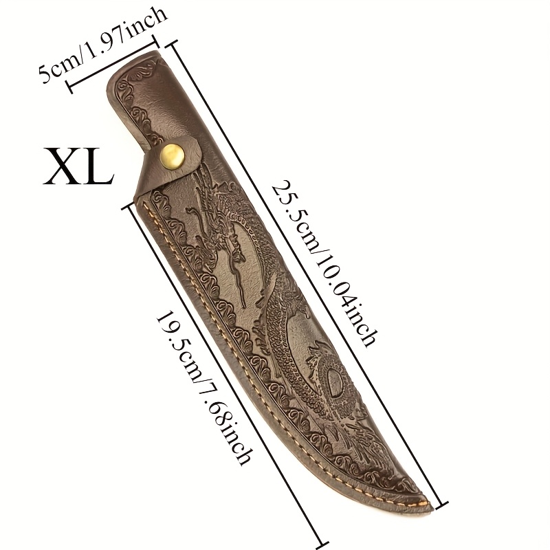 Image of Universal Chef Sheath, Blade Protection, Thick 3d Carved Pupu Pu Leather Leather Cover For Outdoor Cooking, Camping And Picnics - Tools Not Included