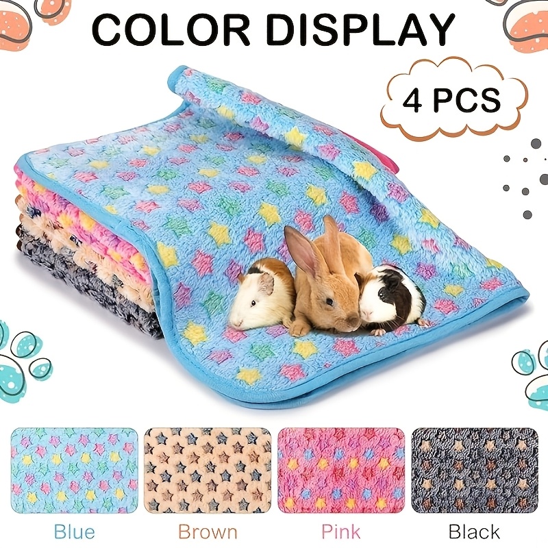 

4pcs Star Guinea Pig Flannel Blankets Set - Waterproof & Washable Small Pet Cage Liners, Mats For , Rabbits, Hedgehogs