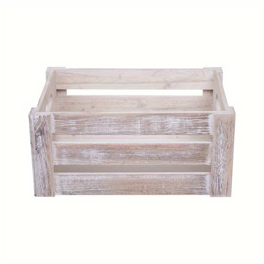 TEMU 1pc/3pcs Natural Rusty White Decorative Wood Crates Nesting Crates Storage Container,rustic Wooden Crates For Storage, Display, Decor, Boxes,