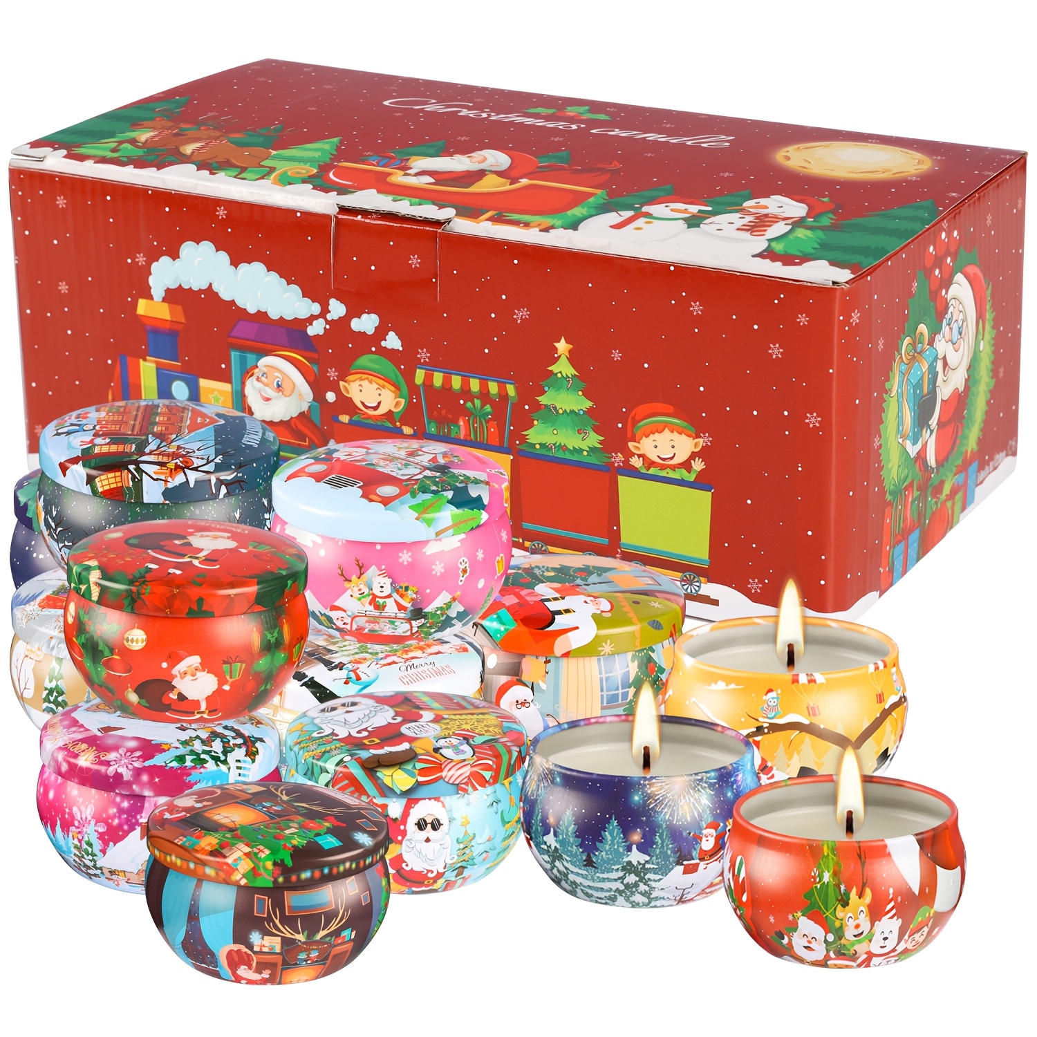 TEMU 16pcs Christmas Scented Candles, Smokeless And Drip-free, High-quality Soy Wax, Festive And Warm Christmas Decorative Candles, Birthdays,