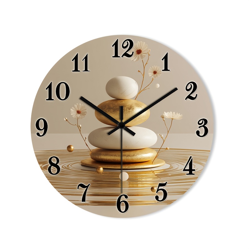 TEMU 1pc Of A Quiet Wall Clock That Tick, Featuring A With A Decorative Circular Shape And A High-definition Glossy Lamination End. This Minimalist