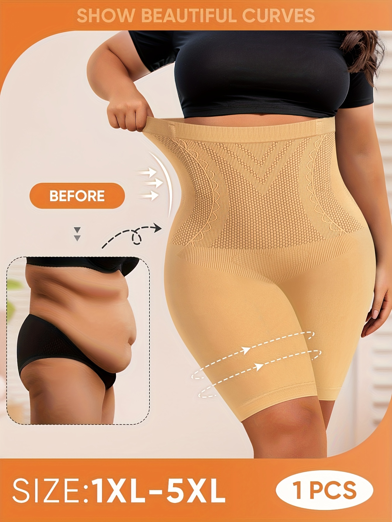Plus Size Underwear Plus Thick High Waist Tummy Control Butt Lifting Seamless Panties Women's Boxer Briefs Square Cut Panties