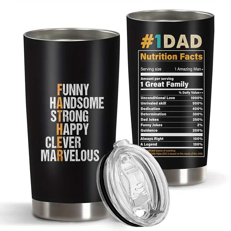 

20oz Stainless Steel For Dad - Perfect Father's Day & Birthday Gift From Daughter, Son, Or Wife - Reusable Travel Coffee Mug With Funny 'dad' Print