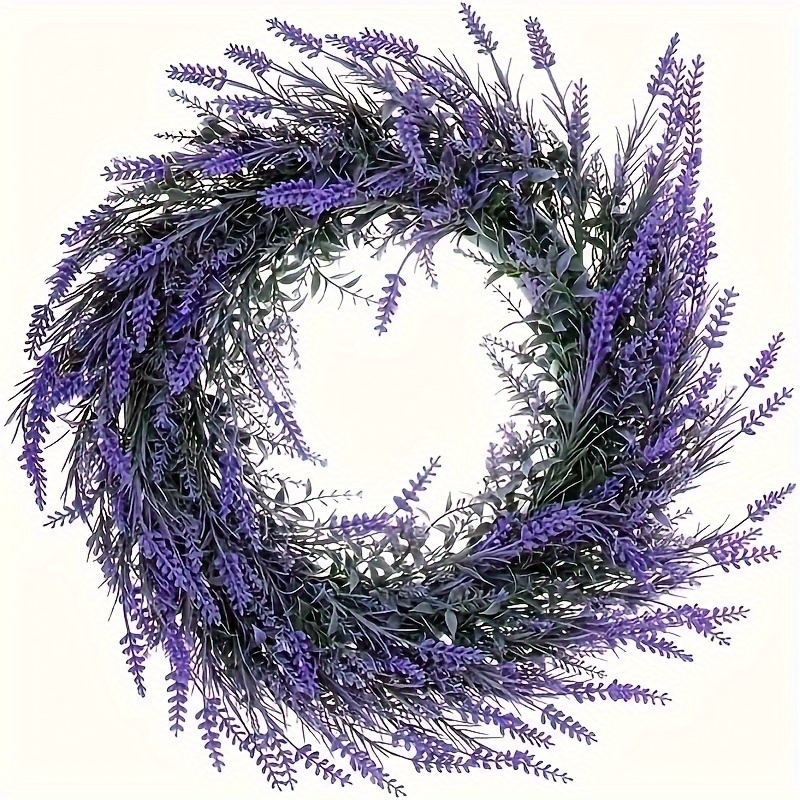 1pc artificial lavender wreath fake lavender flower wreath fauxlavender hanging ornament romantic purple garland for front doorwall hanging spring summer decor st patricks day decor easterdecor