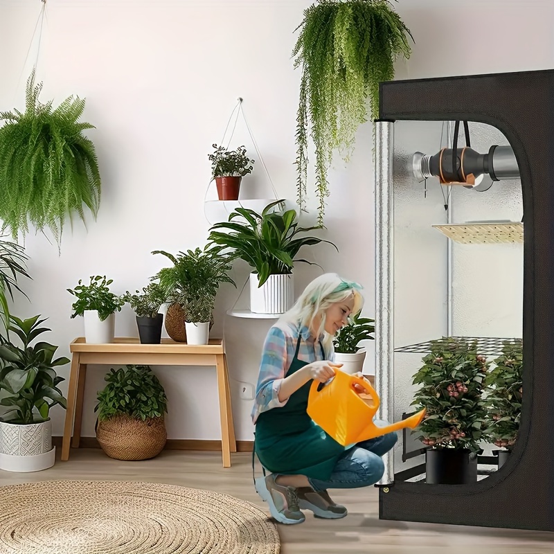 2x2植栽テント1個、7.57L植栽バッグ2個、60.96cm x 60.96cm x  142.24cm室内植物育成テント600Dポリエステルフィルム水耕栽培テント高反射育成テントルーム、床トレイ付き、室内植物と野菜に適しています