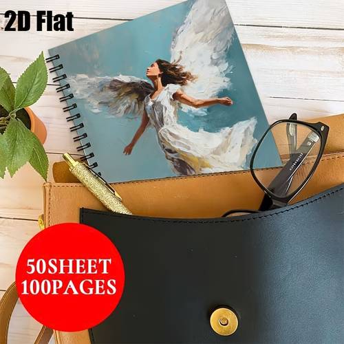 1pc spiral notebook back to with fluttering angel wings illustration a5 spiral coil notebook portable journal notepad gift stationery suitable for back to student notebooks