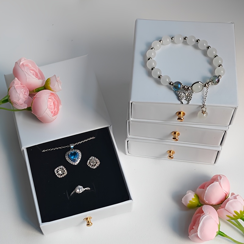 16pcs fashion minimalist drawer jewelry boxes paper material with velvet interior suitable for storing necklaces bracelets rings pendants earrings studs   great for jewelry display souvenir or gift packaging a surprise gift for girlfriend Product details 1
