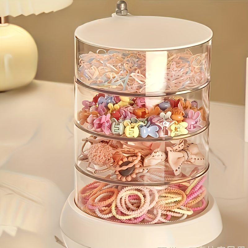 3 tier rotating jewelry organizer transparent plastic storage box for hair accessories rings bracelets multi compartment design with lid ideal for dressing table jewelry organizers   Product details 6