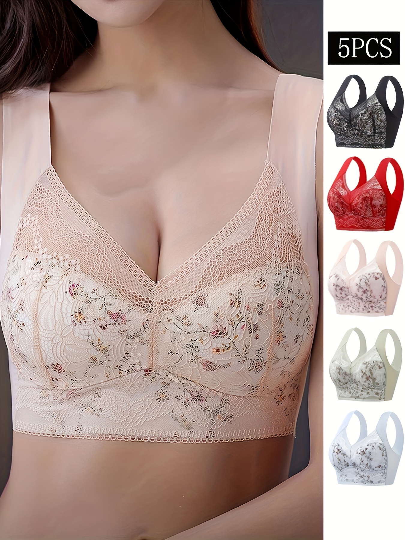 Women's Ditsy Floral Embroidery Fashion Bra Sheer Micro - Temu