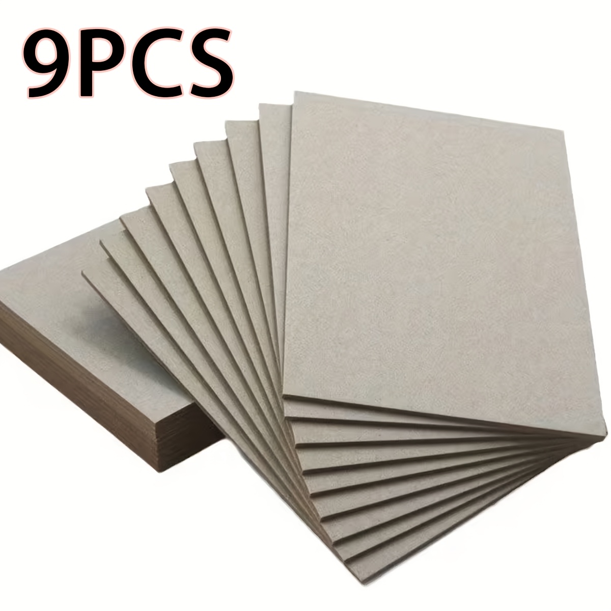 TEMU 9pcs 2mm Thick Hard Grey Cardboard/sturdy Cardboard For Crafts, Hand-drawn Cardstock, Gift Box Making, Picture Frame Template Design, Paintable