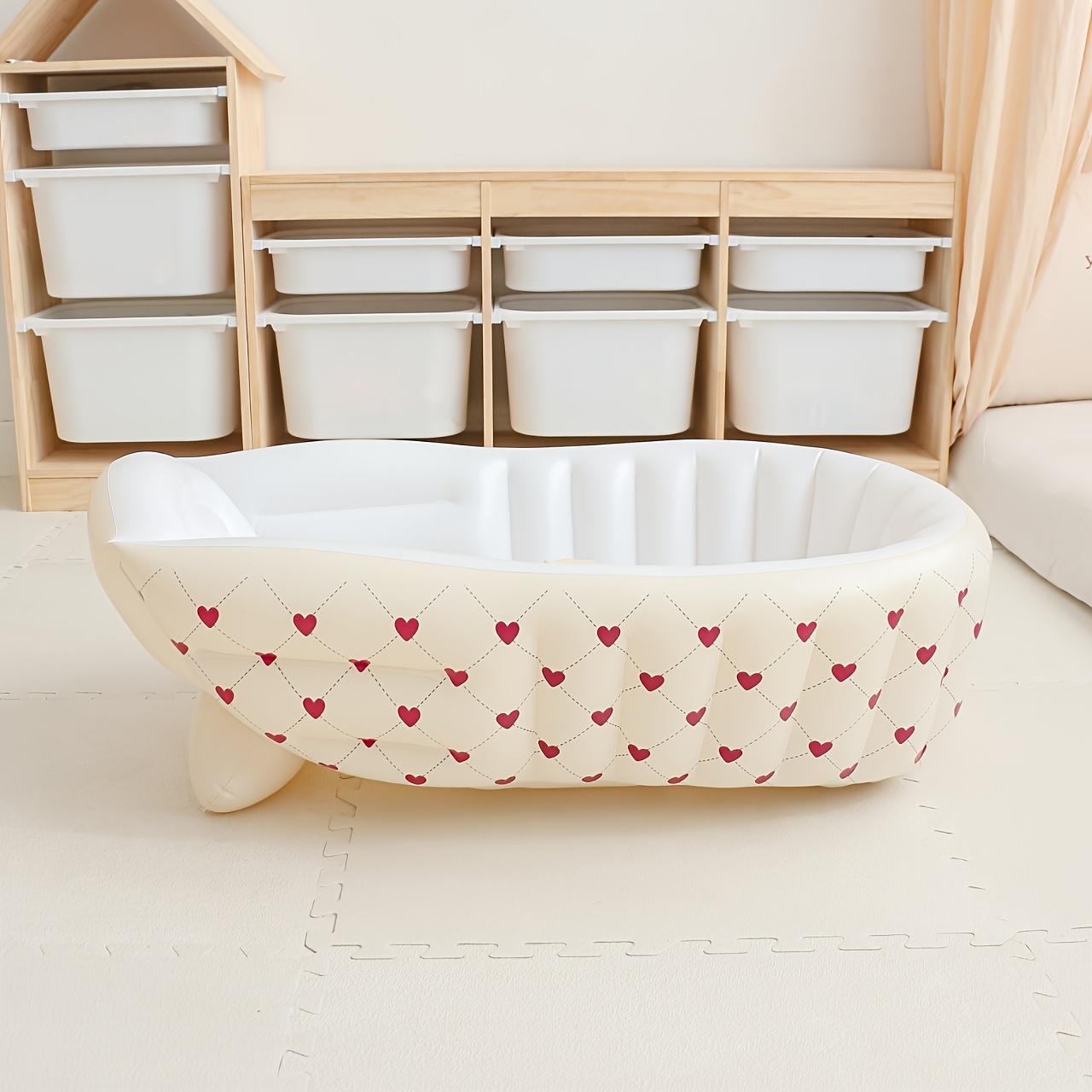 Nordic-style Inflatable Bath Basin for Newborns and Babies, Inflatable Bath Basin for Infants and Toddlers, Portable Bath Basin for Going Out, Play Pool