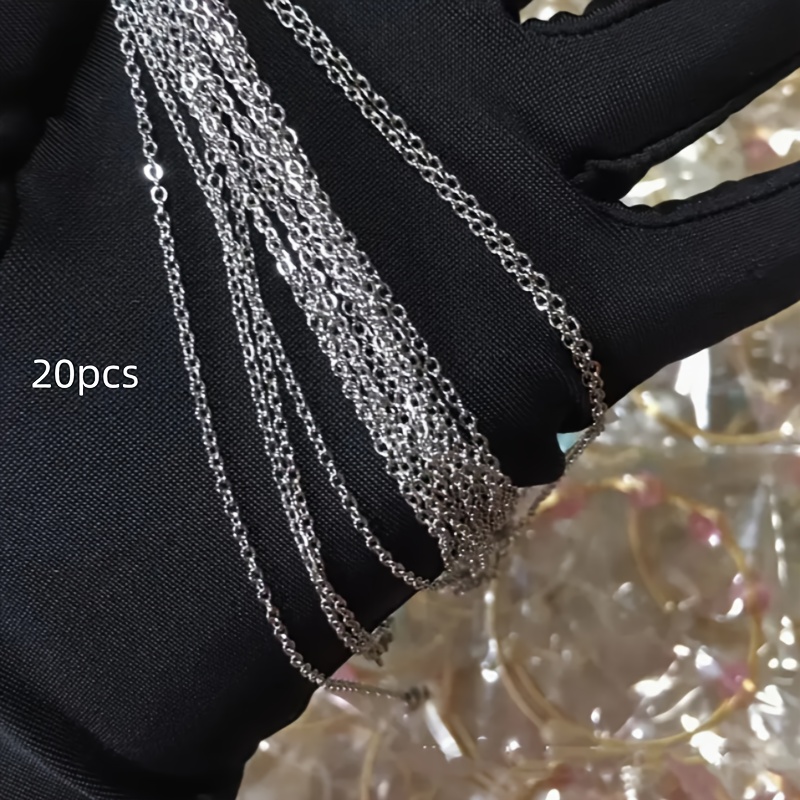 TEMU 20pcs 304 Stainless Steel Necklace, O-link Chain, Fashionable Minimalist Cross Chain, Diy Craft Chain Necklace20