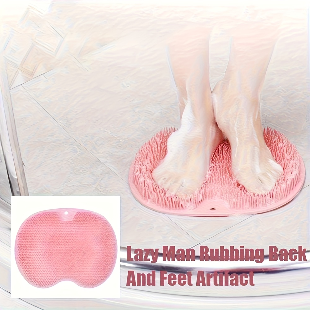 TEMU 1pc Foot Scrubber, Back Scrubbing Suction Brush, Bathroom Tools, Shower Foot Massage Pad, Anti Slip Cleaning Pad, Foot And Back Scrubbing Towel