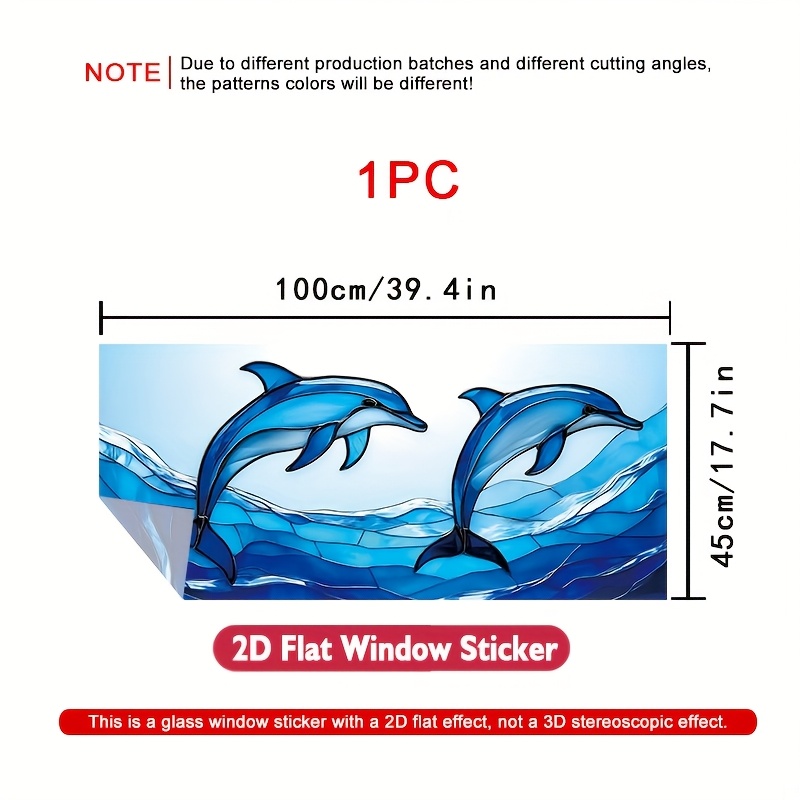 TEMU 2d Flat - 2d Flat - 1pc Of A 2d Flat Window Decal Featuring Leaping Over , Measuring 39.37 By 17.71 Inches. This Modern Pvc Static Cling
