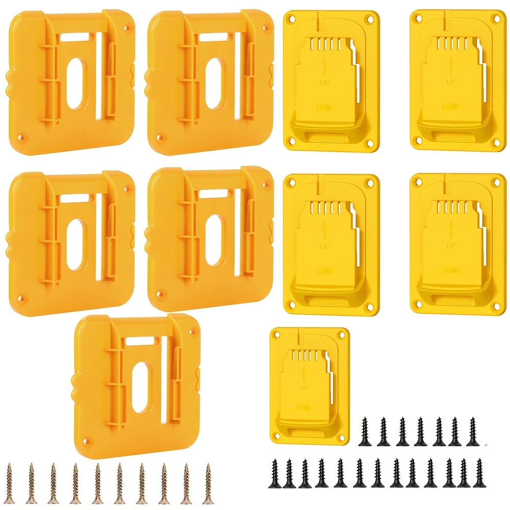 TEMU 10pcs Tool Holder And Battery Mount Holder For 20v, 5pcs Battery Mounts Dock Rack Fit For 20v/60v Batteries, 5pcs Drill Tool Hangers Organizer,