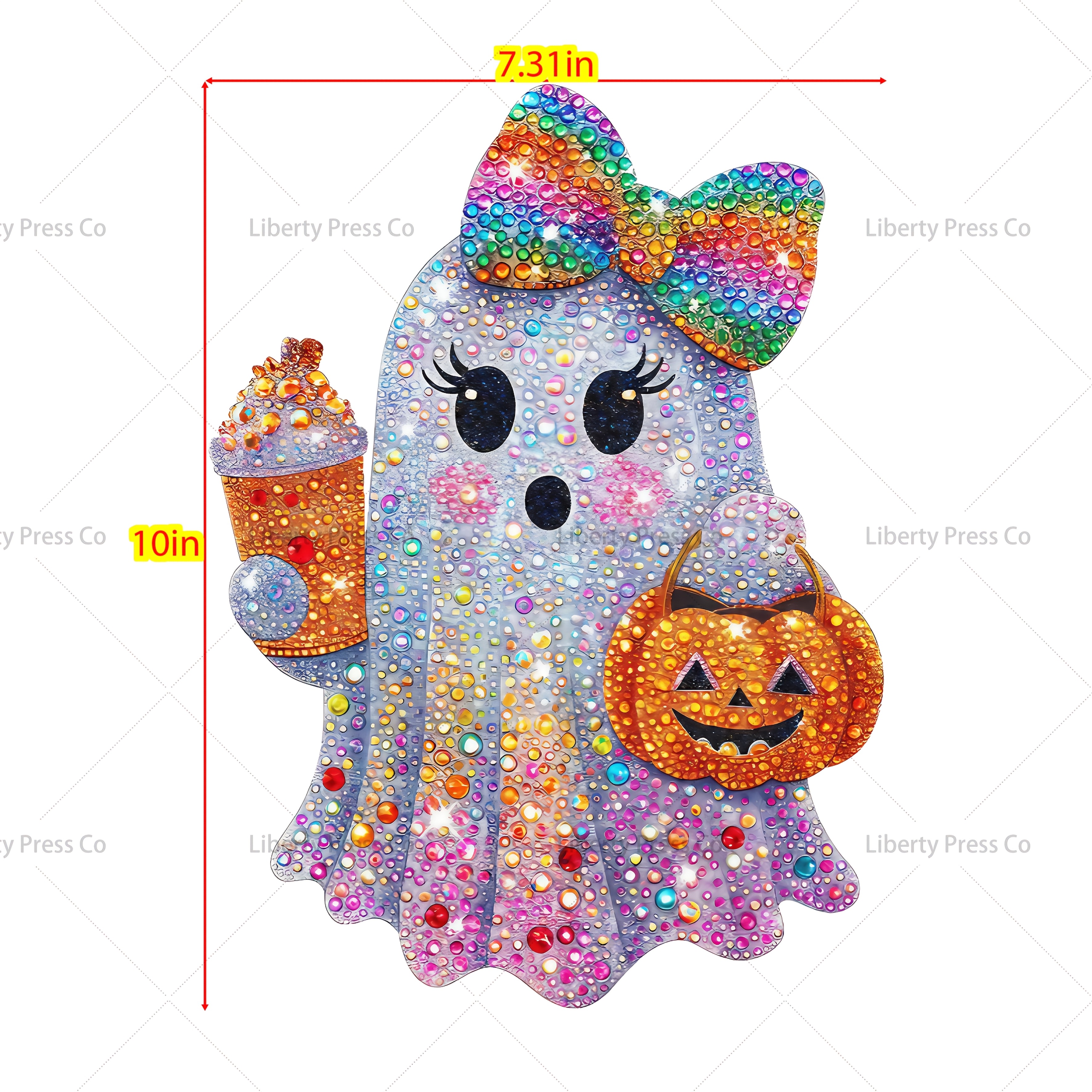 TEMU 10in/8.5in/7in Rainbow Iron-on Transfer Suitable For - Sparkling & Pumpkin With Drink Heat Press Patch, Diy Washable Bling Dtf Transfer For
