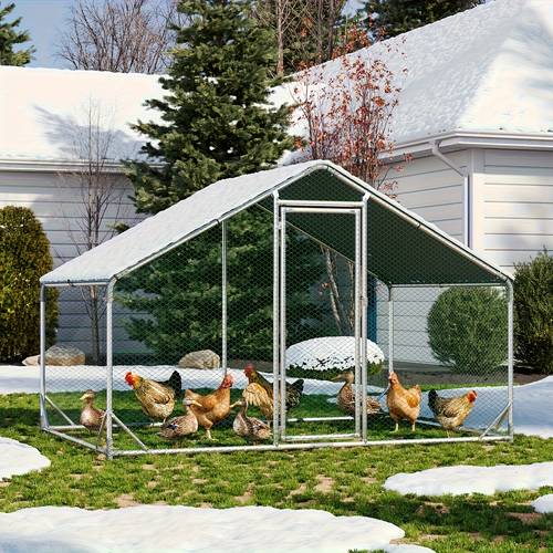 nordivale metal chicken coop with winter protection cover 10x6 7x6 4ft 20 6 4ft walk in for hens ducks and rabbits all weather poultry enclosure with lock for outdoor and backyard use farm