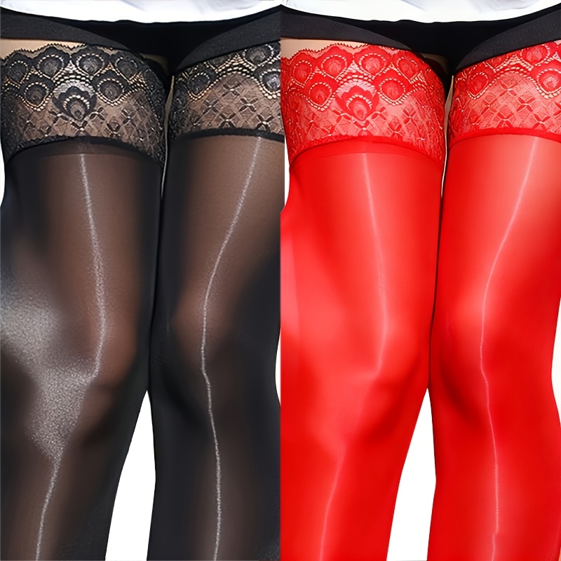Elegant Lace Thigh High Socks |, Non-slip Design With Soft Elasticity, Suitable For , Ideal For Parties, Office, And Special Occasions