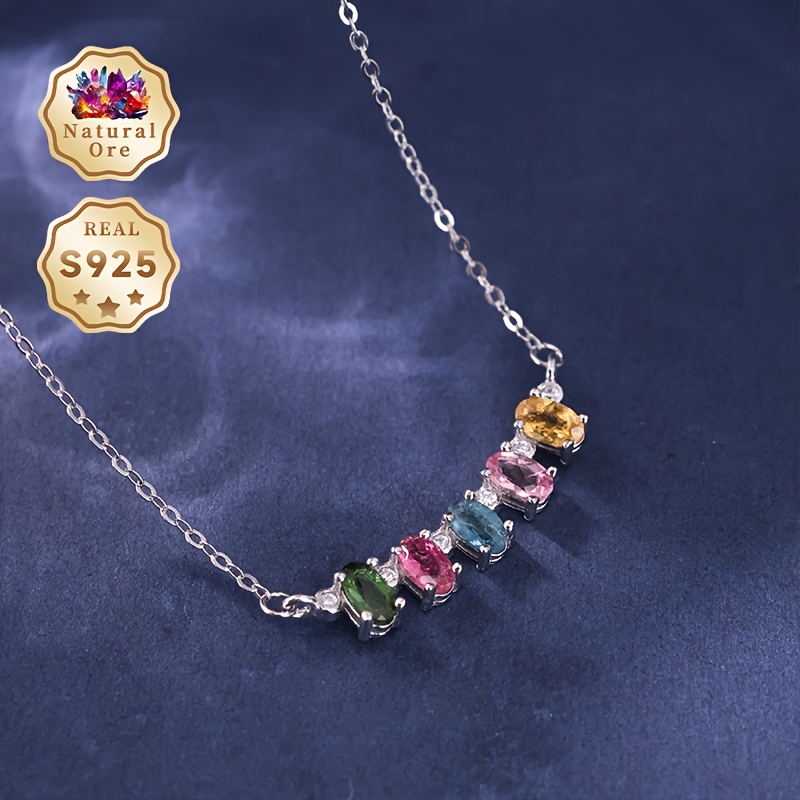 S925 Silver Colored Synthetic Gemstone Necklace, Wedding Accessory