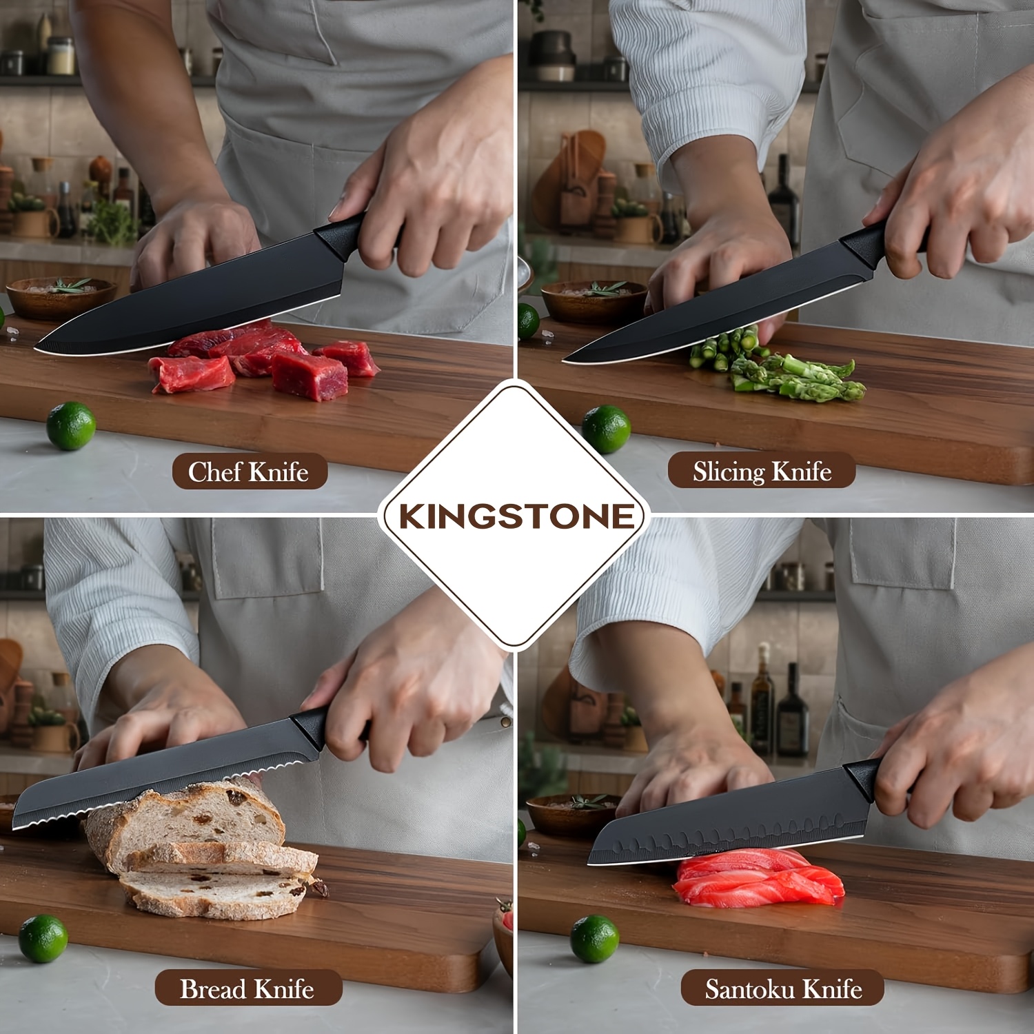 15pcs Professional Kitchen Knife Set with a Black Knife Holder, Including Chef'S Knives And Kitchen Scissors, Made of High-Carbon Stainless Steel for Exceptional Sharpness, Suitable for Home And Restaurant Use, Perfect for Christmas And New Year
