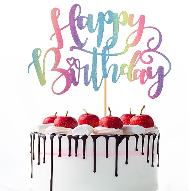 1pc, Colorful Sparkling Happy Birthday Cake Decoration Top Cover, Used For Birthday Party Decoration Supplies, Halloween, Christmas