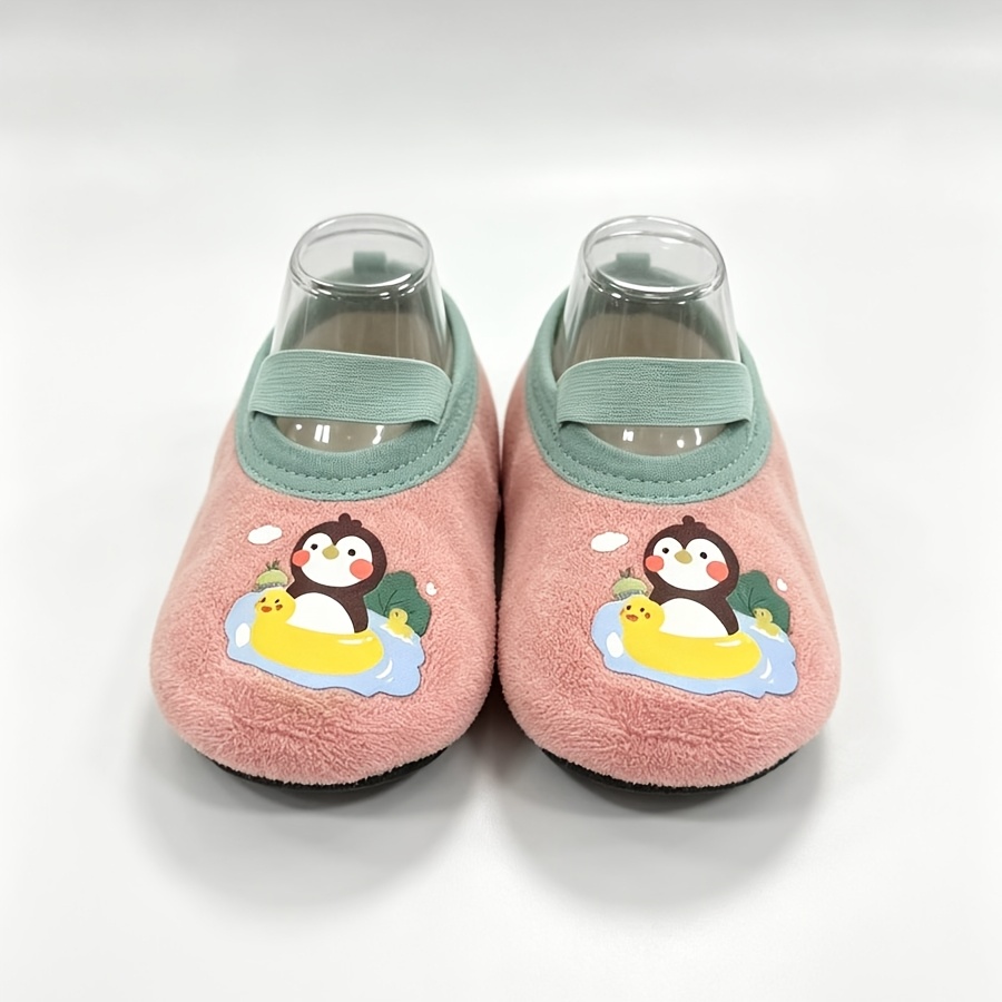 TEMU Autumn Winter Fleece Baby Floor Socks With Non-slip Sole, Cartoon Cute Animal Print Infant Walking Sock Cover, Thickened Warm Plush Indoor Sock
