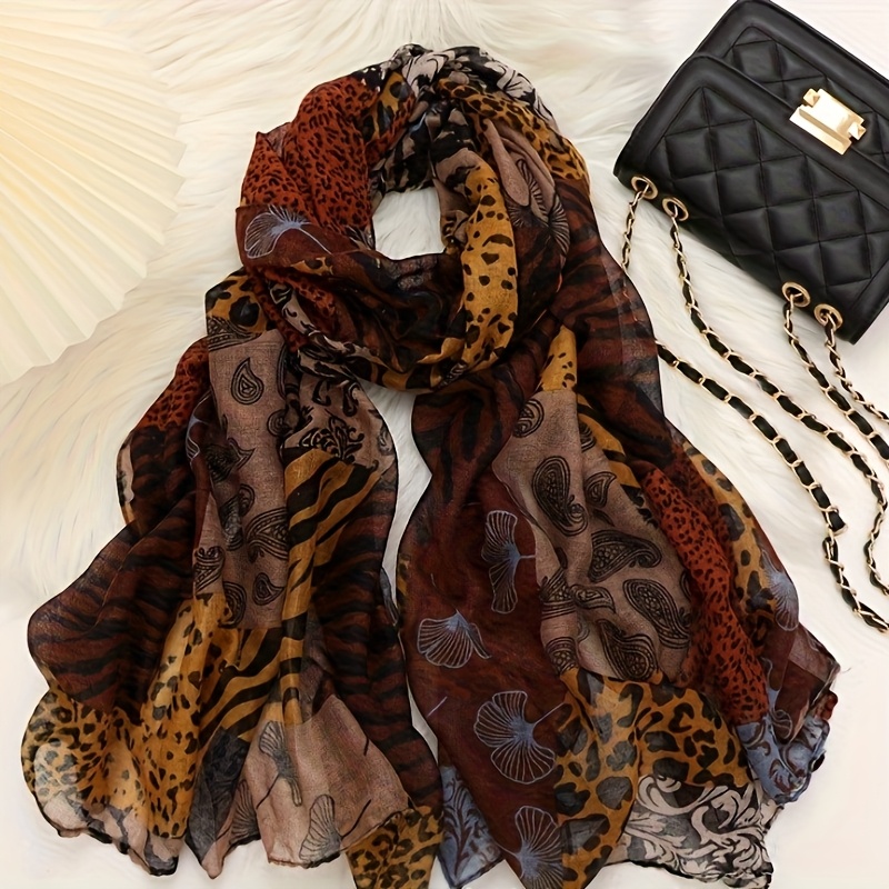 1pc Retro Leopard Print Sexy Elegant Fashion Lightweight Scarf