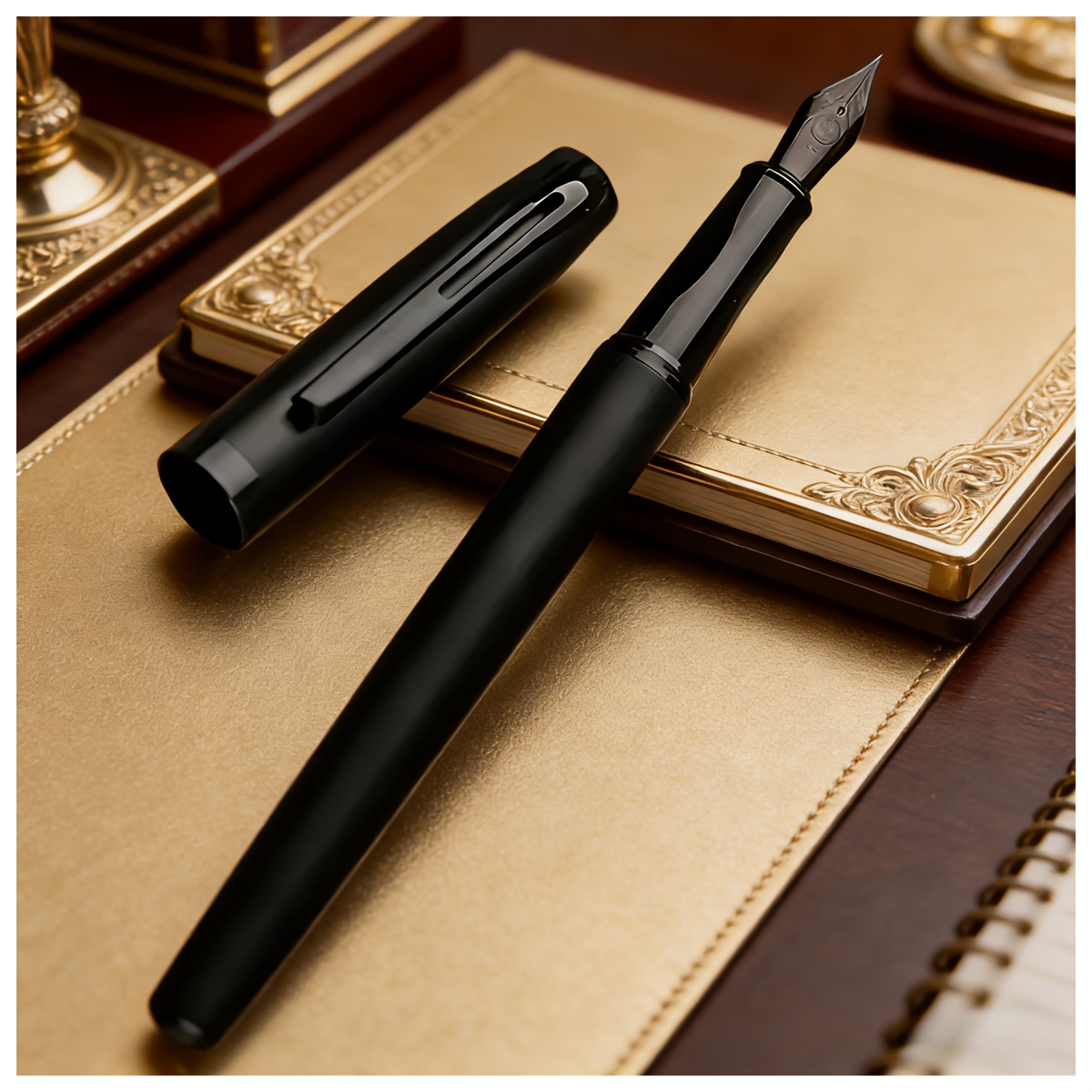TEMU Bolígrafo Negro de Titanio | Punta de 0.38/0.5/1.0Mm para Escritura y Regalo de Negocios