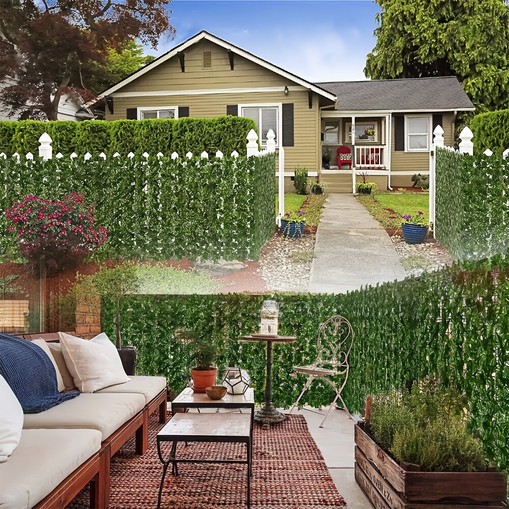 TEMU 1 Roll Artificial Ivy Privacy Fence Panel - Realistic Hedges Screen, Uv-resistant Plastic Ivy Vine With (no Tools) For Outdoor/ Use - 1m High X