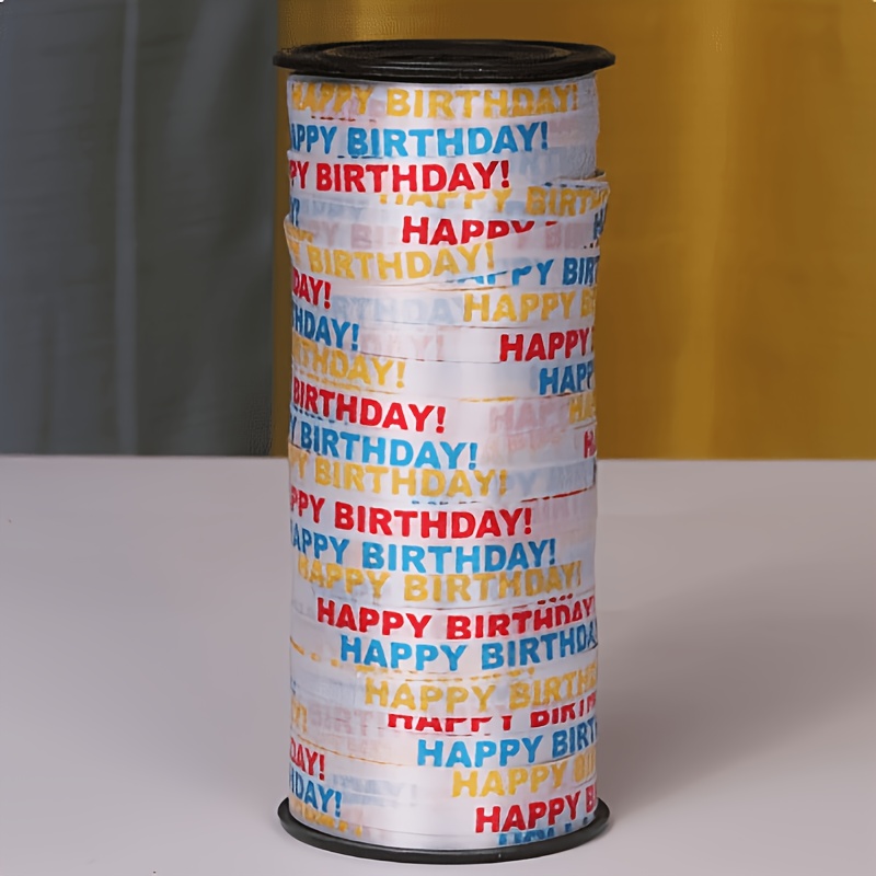 TEMU 1pc 100 Yards Happy Birthday Ribbon - Vibrant Decor, Suitable For Birthday Parties - Durable Plastic Banner, Birthday Cake And Gift Wrapping
