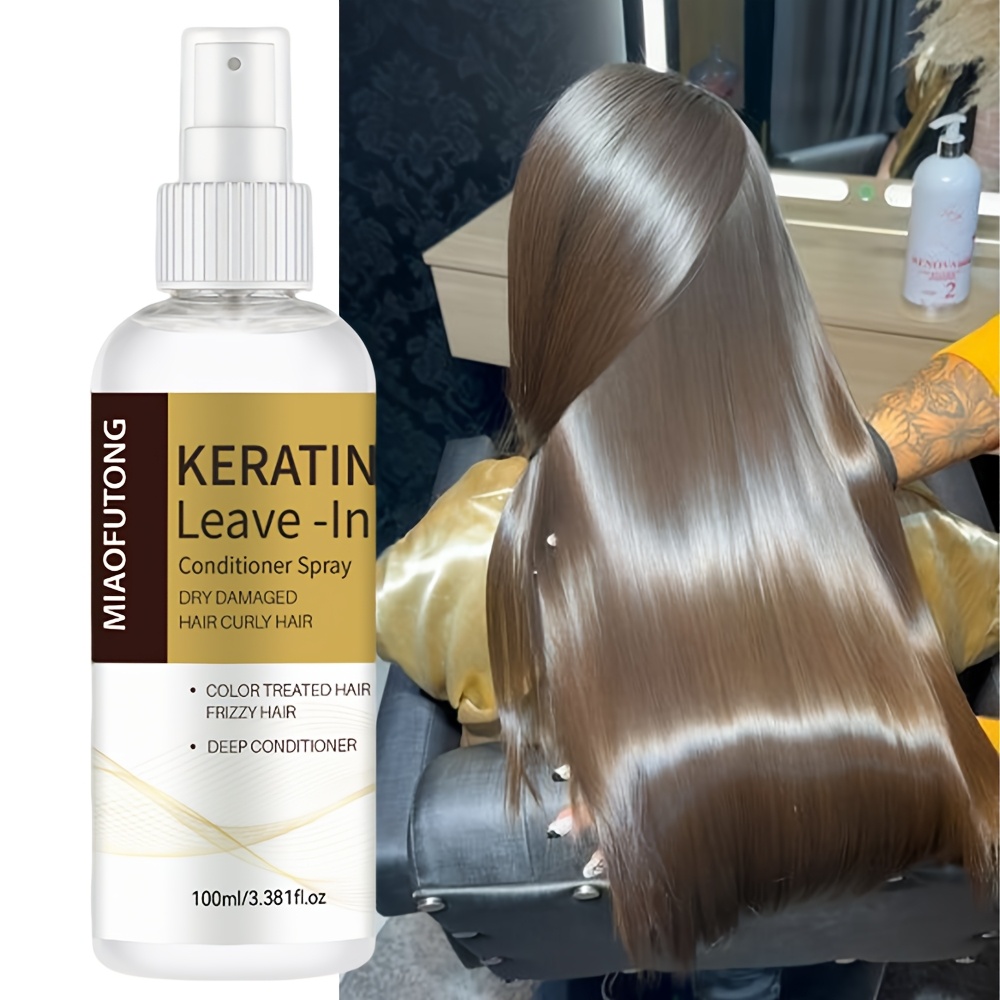 TEMU Collagen , 3.38oz, Hair, Salon-grade Heat Protection Formula With Argan Oil, Keratin, And Coconut Oil, Non-greasy , Controls Frizz For Highlights, Suitable For All Hair Types