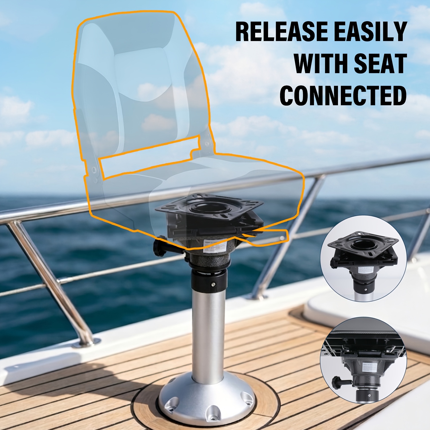 2pcs Marine Seat Swivel Base, Quick-Release Detachable Bracket