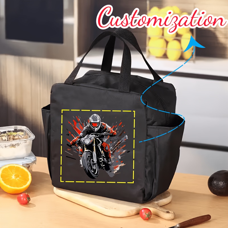 TEMU 写真/名前/ロゴ/文字入れ パーソナライズランチバッグ - オフィス、、旅行に最適 - 非食品接触開閉式キャリア、ランチキャリアギフト、非食品接触