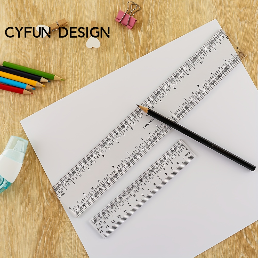 

Cyfun Design Acrylic Craft Rulers Set - 6" & 12" Transparent, Multi-purpose Diy Measuring Tool With 0 Center, Fine Scale For Enhanced Precision, English Language, Ideal For Crafting & Card Making