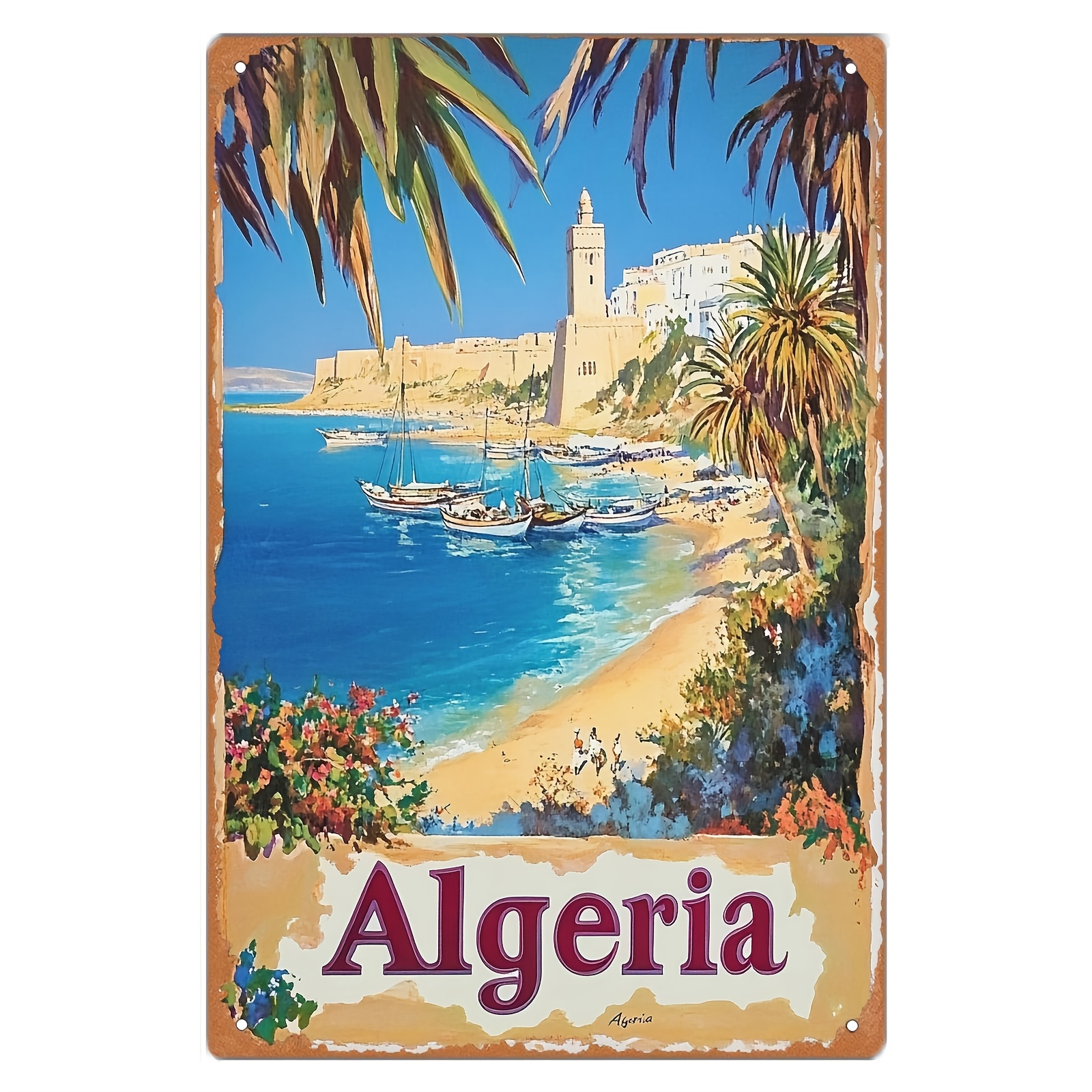 

Décoration de 1pc Algérie Affiche de voyage vintage, en métal en fer rétro, 8x12 pouces, HD de haute qualité, Art pour , , , , la décoration d'hôtel