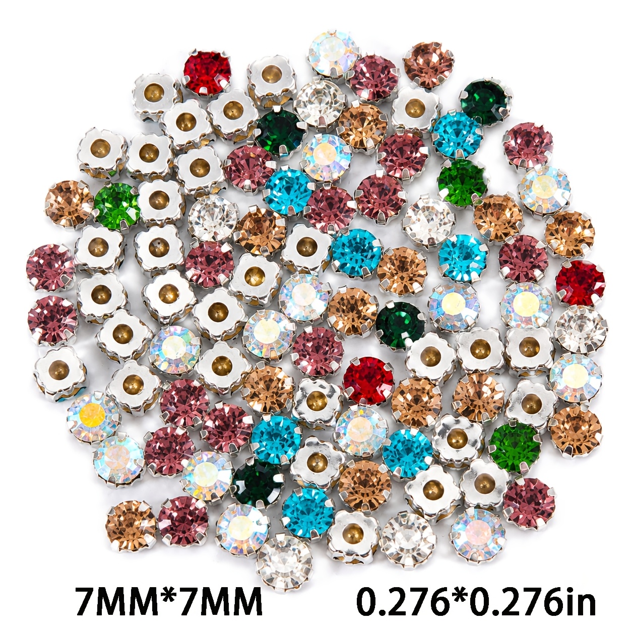 TEMU 105pcs Mixed Colors And Styles Sew-on Flower Rhinestones, Cake Decorations, Clothing And Wedding Dress Decorative Rhinestones, Diy Hand-sewn