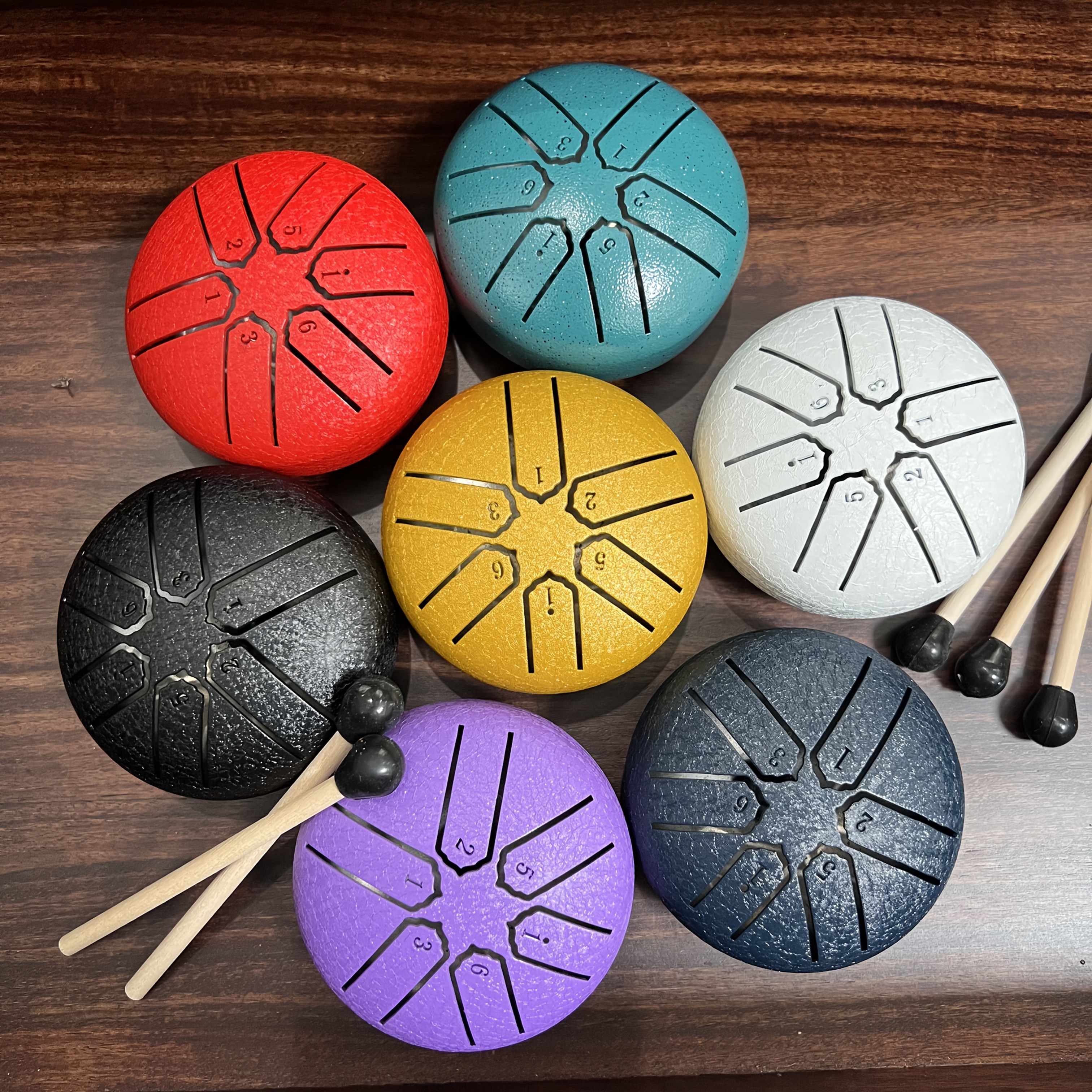 Ethereal Drum 3-Inch 6-Note Portable Outdoor Steel Tongue Chime - Machine-Made Artificial Tuning, Quenched Finish, 6-Note Range, 4 Colors (White/Red/Green/Black) for Meditation, Yoga, Relaxation & Music Practice, Meditation Accessory, Sleek Design, Durable Construction, Yoga Ball For Exercise, Yoga Ball For Women, Pilate Ball, Rain Drum, Rain Musical Instrument