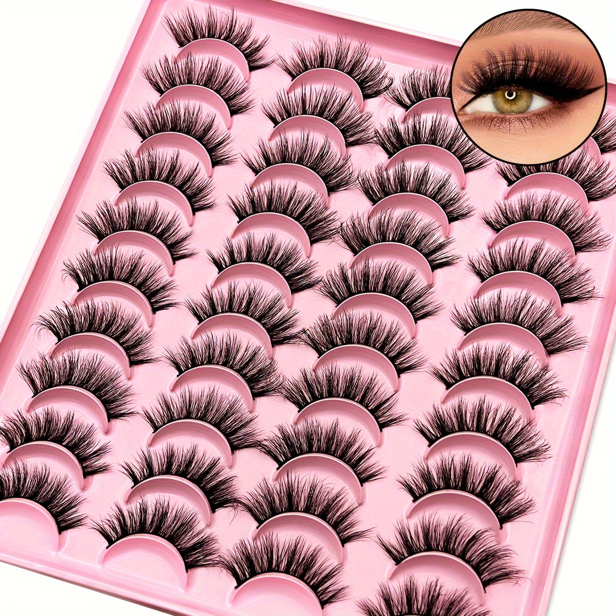 

20 3d False Eyelashes Set - - Doll, , , , Fluffy , 16-18mm Length - Application , & Volume