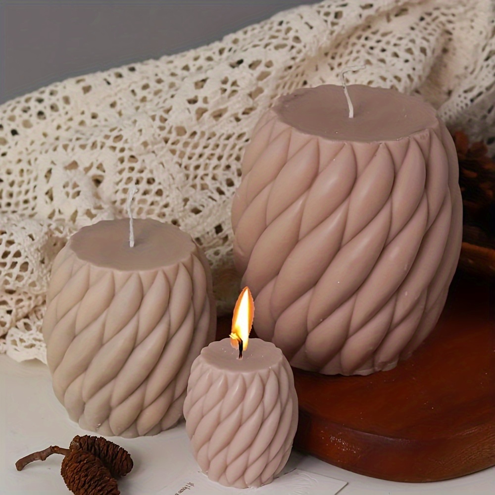 

2pcs Screw Ball Shape Candle Making Silicone Mold Rotating Stripe Scented Candle Aromatherapy Silicone Mold Diy Wave Twists Geometry Resin Cement Plaster Ornament Molds Home Decor